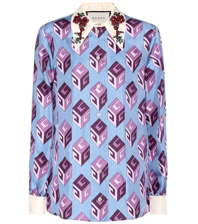 Shop Gucci Printed Silk Shirt In Multicoloured