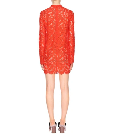 Shop Stella Mccartney Cayla Lace Cotton-blend Dress In Red