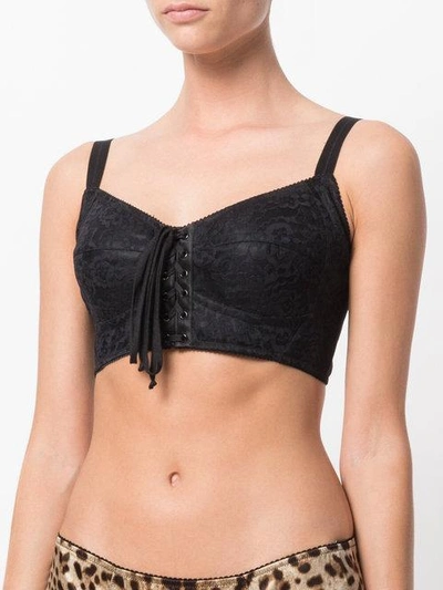 Shop Dolce & Gabbana Laced Corset Bra In Black