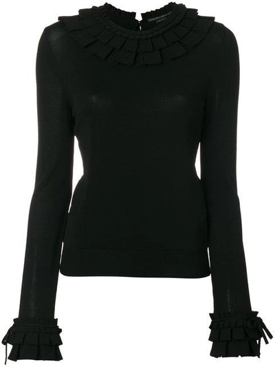 Shop Ermanno Scervino Ruffle Trim Tie Cuff Jumper In Black