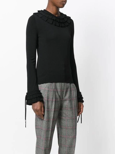 Shop Ermanno Scervino Ruffle Trim Tie Cuff Jumper In Black