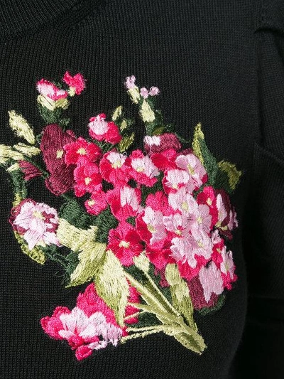 Shop Dolce & Gabbana Floral Embroidered Sweater In Black