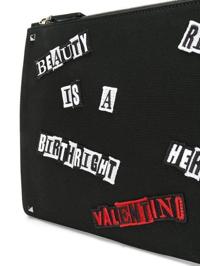 Shop Valentino X Jamie Reid Appliqué Slogan Clutch In Black
