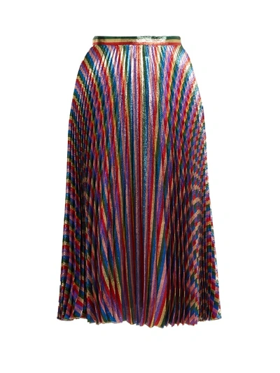 Gucci Metallic Pleated Skirt, Multicolor | ModeSens