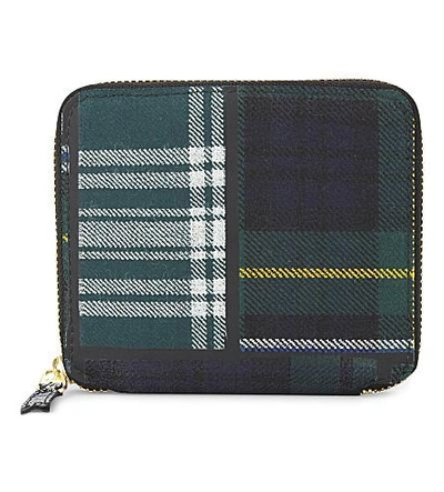 Shop Comme Des Garçons Tartan Wool Zip Wallet In Green