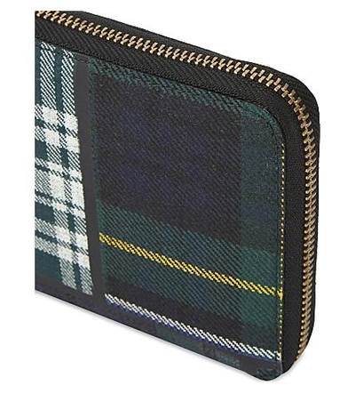 Shop Comme Des Garçons Tartan Wool Zip Wallet In Green