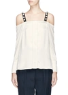 3.1 PHILLIP LIM / フィリップ リム Faux pearl strap cold shoulder silk satin top