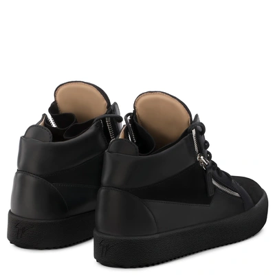Shop Giuseppe Zanotti - Suede And Leather Mid-top Sneaker Kriss In Black