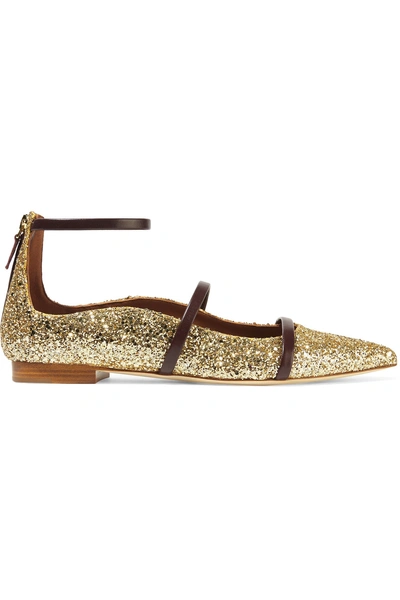Malone Souliers Robyn Glittered Leather Pointed-toe Flats