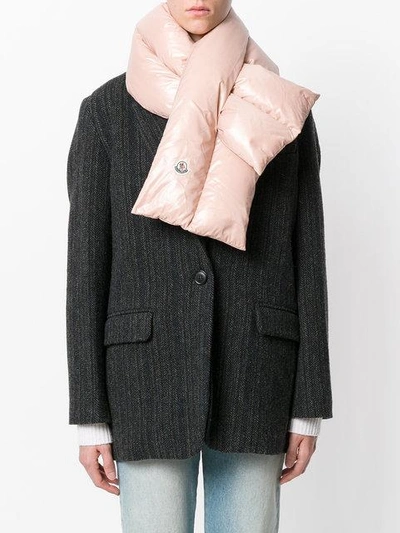 Shop Moncler Cross Padded Scarf In Pink
