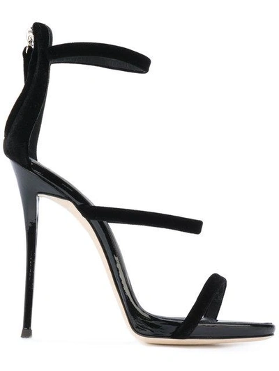 Shop Giuseppe Zanotti 'harmony' Samtsandalen In Black