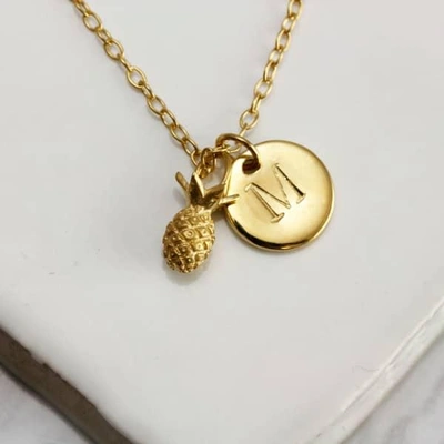 Gucci Pineapple & Initial Necklace
