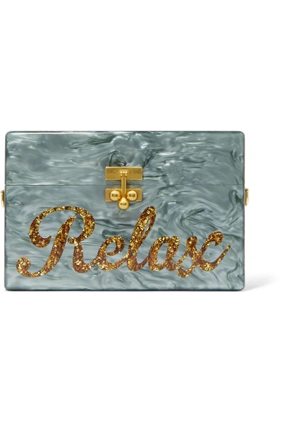 Edie Parker Relax Glittered Marble-effect Acrylic Box Clutch