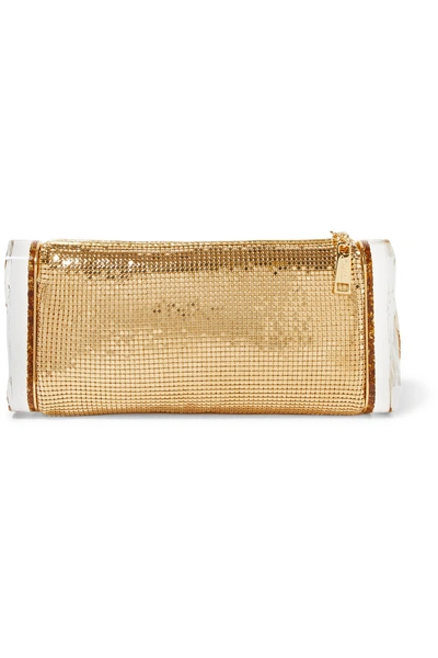Edie Parker Soft Lara Metallic Chainmail And Acrylic Box Clutch