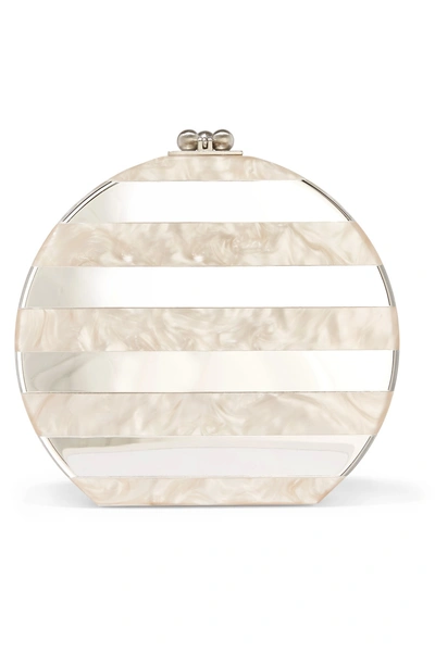 Edie Parker Oscar Striped Acrylic And Mirrored Clutch