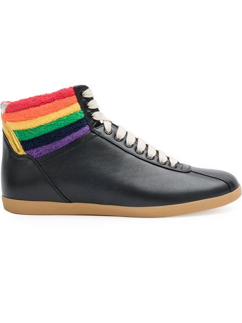 Gucci Rainbow Hi-Top Sneakers In Black | ModeSens