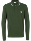 Kenzo Longsleeved Tiger Polo Shirt In Green