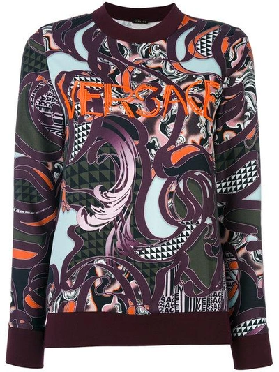 Shop Versace Baroccoflage Logo Jumper In Multicolour