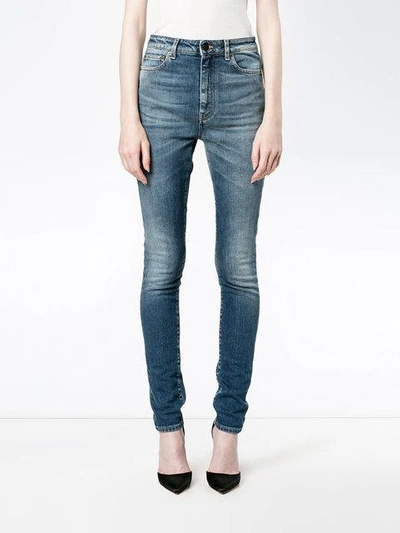 Shop Saint Laurent Blue High Waisted Skinny Jeans - Farfetch