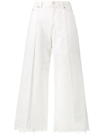 Shop Alexander Mcqueen White High Waisted Culotte Jeans