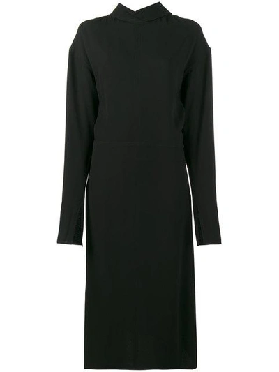 Shop Marni Backwards Collar Long Sleeve Dress In Black