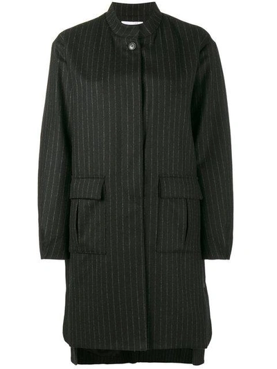 Shop Lot78 Pinstripe Cocoon Coat - Blue