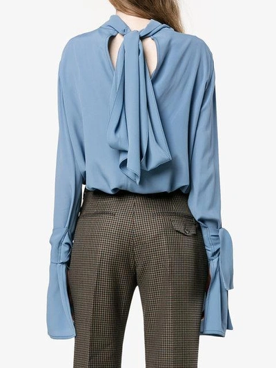 Shop Marni Bluse Mit Schleife In Blue