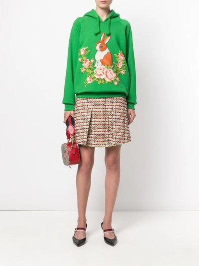 Shop Gucci Horsebit Tweed Mini Skirt In Multicolour