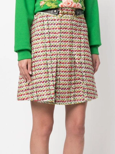 Shop Gucci Horsebit Tweed Mini Skirt In Multicolour