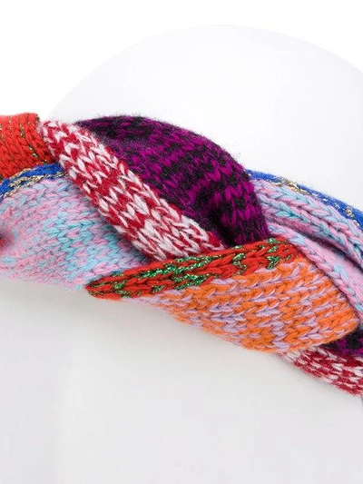 Shop Gucci Knitted Hairband In Multicolour