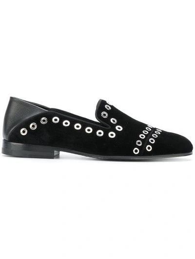 Shop Alexander Mcqueen Eyelet Detail Loafers - Black