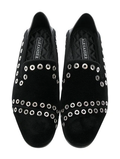 Shop Alexander Mcqueen Eyelet Detail Loafers - Black