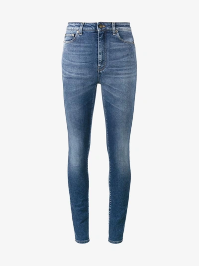 Shop Saint Laurent Blue High Waisted Skinny Jeans
