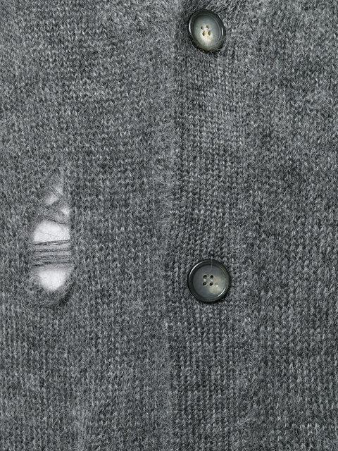 Alexander Mcqueen Distressed Longline Cardigan In Grey | ModeSens