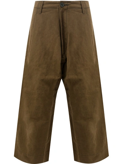 Ziggy Chen Cropped Wide Trousers - Brown