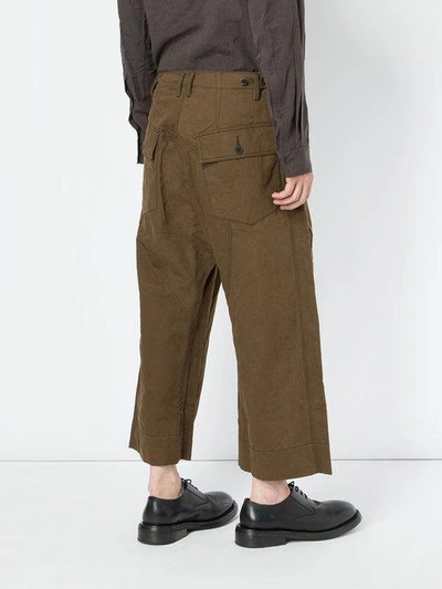 Shop Ziggy Chen Cropped Wide Trousers - Brown