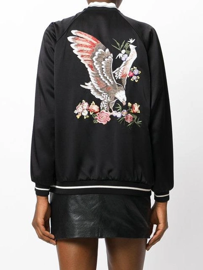 Shop Red Valentino Eagle Embroidered Bomber Jacket In Black