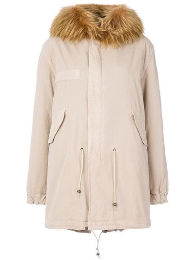 Shop Mr & Mrs Italy Trimmed Hood Mid Parka In Neutrals