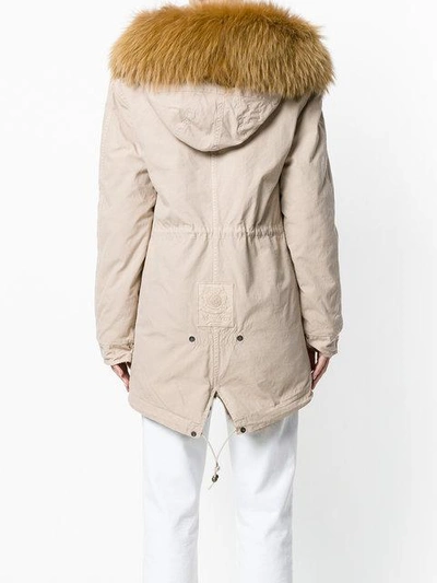 Shop Mr & Mrs Italy Trimmed Hood Mid Parka In Neutrals