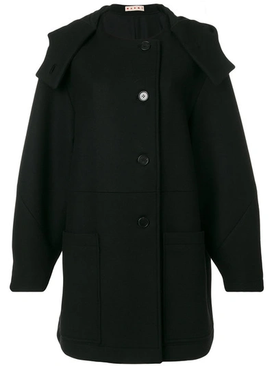 Marni Hooded Coat In Black
