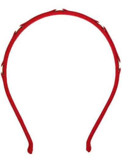 Shop Ferragamo Logo Engraved Hairband In Red