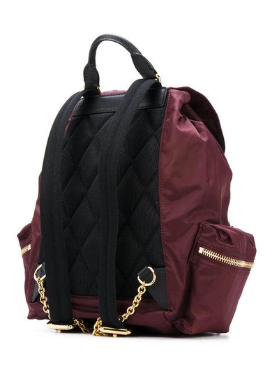 Shop Burberry The Medium Rucksack In Technical Nylon And Leather In Burgundy Red