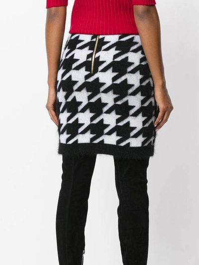 Shop Balmain Knitted Houndstooth Skirt In Black