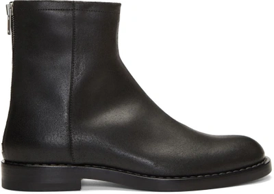 Shop Maison Margiela Black Leather Zip Boots