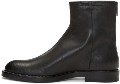 Shop Maison Margiela Black Leather Zip Boots