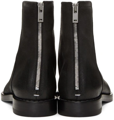 Shop Maison Margiela Black Leather Zip Boots