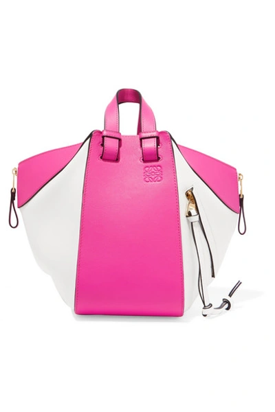 Shop Loewe Hammock Small Two-tone Leather Shoulder Bag In Pink