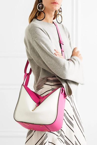 Shop Loewe Hammock Small Two-tone Leather Shoulder Bag In Pink