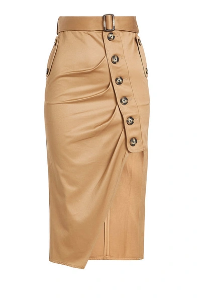Self-portrait Asymmetric Cotton Skirt In Beige