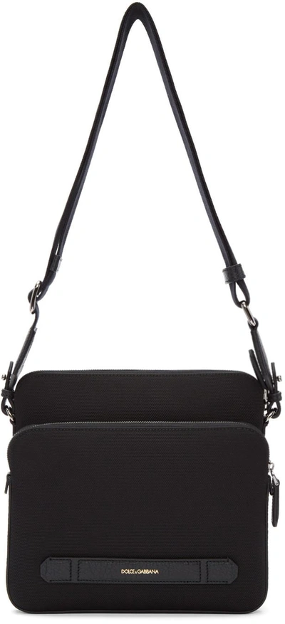 Shop Dolce & Gabbana Black Canvas & Leather Messenger Bag